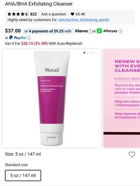 Murad Hydration AHA/BHA Exfoliating Cleanser NIB NEW IN BOX